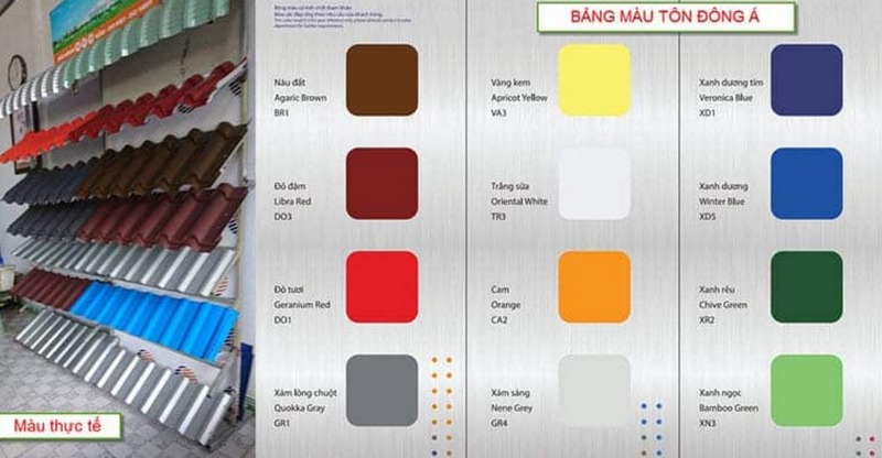 Ứng dụng thực tế của bảng màu tôn Đông Á